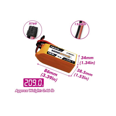 CNHL MiniStar Series 1800MAH 14.8V 4S 120C Lipo Battery - XT60