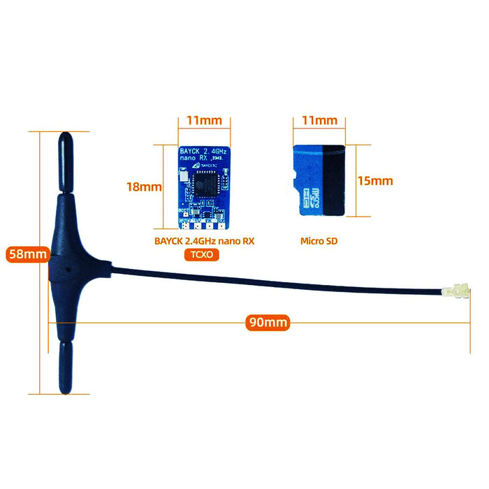 BayckRC ELRS 2.4GHz TCXO Nano Receiver with Plug - T Antenna