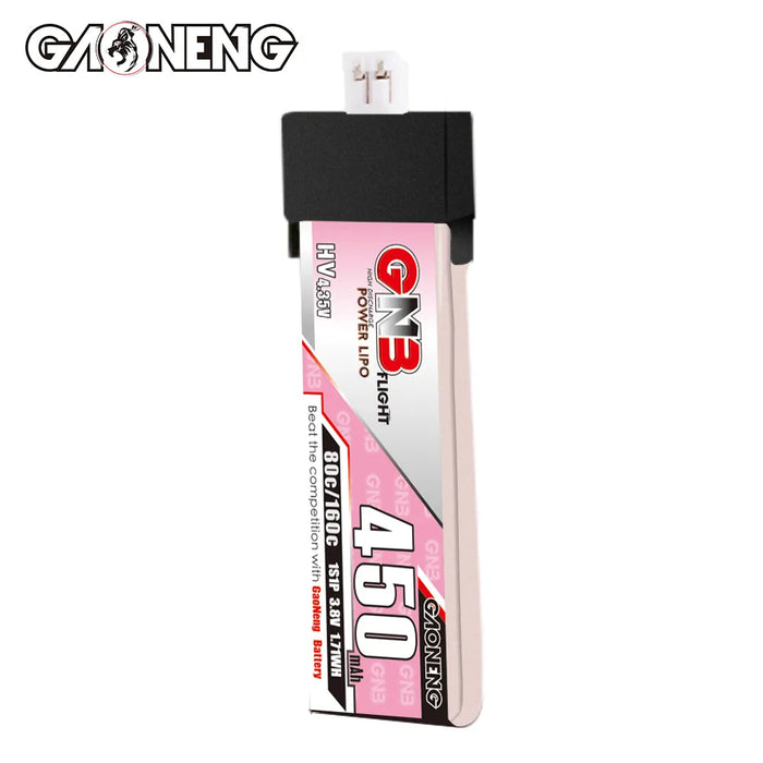 Gaoneng GNB 1S 450MAH 80C 3.8V HV Li-Po Battery for Whoop Micro - PH2.0 Plastic Head