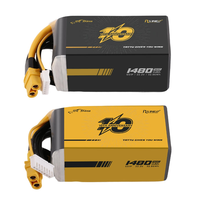 Tattu R-Line Version 6.0 1480mAh 22.2V 160C 6S1P Lipo Battery Limited Edition - XT60