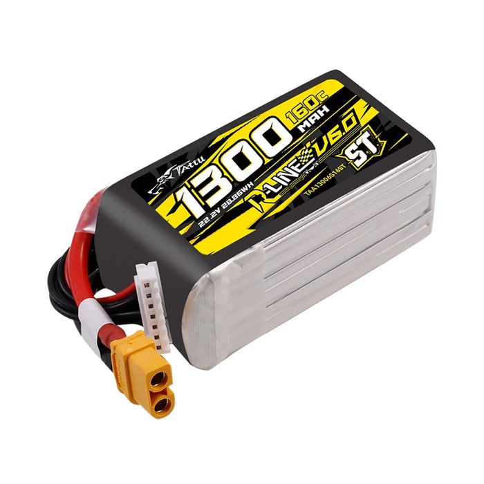 Tattu R-Line Version 6.0 1300mAh 22.2V 160C 6S1P Lipo Battery - XT60