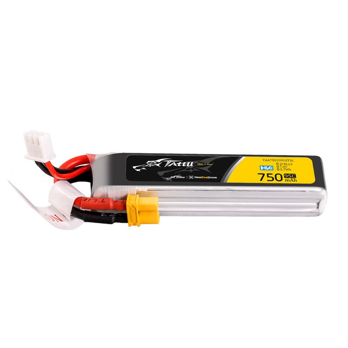 Tattu R-line 750mAh 2S 7.6V HV 95C Lipo Battery Long Pack - XT30