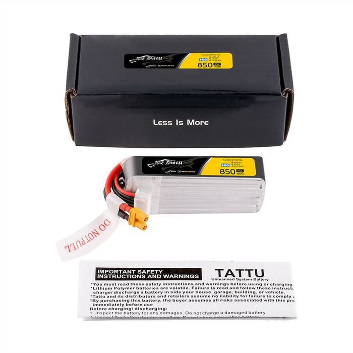 Tattu R-line 850mAh 4S 15.2V HV 95C Lipo Battery Long Pack - XT30