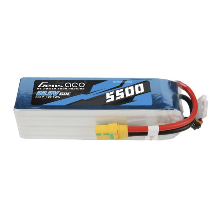 Gens Ace 5500mAh 6s 22.2V 60C Long Range/Cinelifter Lipo Battery Pack With XT90-S Plug