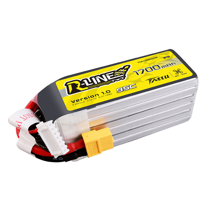 Tattu R-line 1700mah 22.2V 6S1P 95C Lipo Battery - XT60