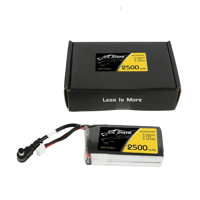Tattu 2500mAh 2S 7.4V Lipo Battery with DC 5.5mm Plug for Goggles and 3-pin JST-XH for Radios