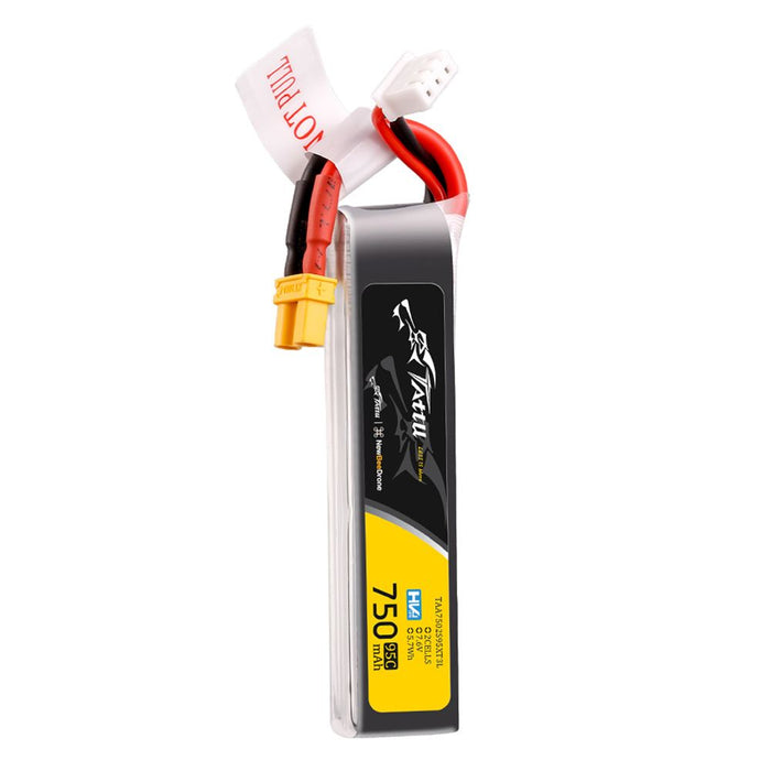 Tattu R-line 750mAh 2S 7.6V HV 95C Lipo Battery Long Pack - XT30