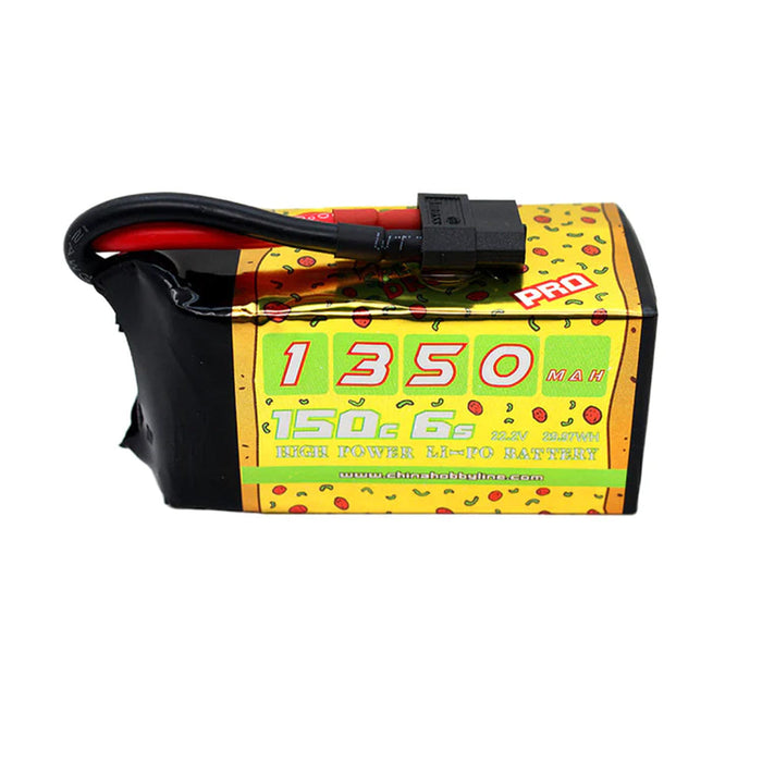 3-Pack CNHL 1350mAh 22.2V 6S 150C Pizza Series Lipo Battery - XT60