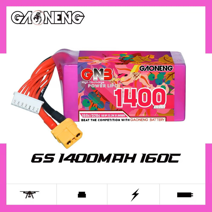 Gaoneng GNB Flight 1400mAh 22.2V 6S 160C Lipo Battery - XT60