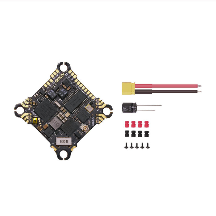 GEPRC TAKER F411 AIO Flight Controller Built-in ELRS 2.4G Receiver and 2-4S 12A Bluejay ESC - 25x25mm