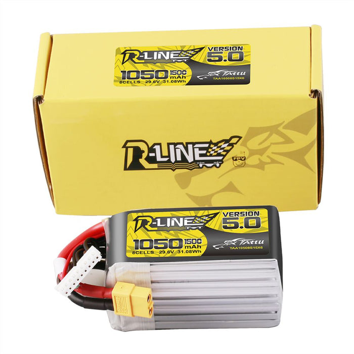 Tattu R-Line Version 5.0 1050mAh 8S 29.6V 150C Lipo Battery Pack - XT60