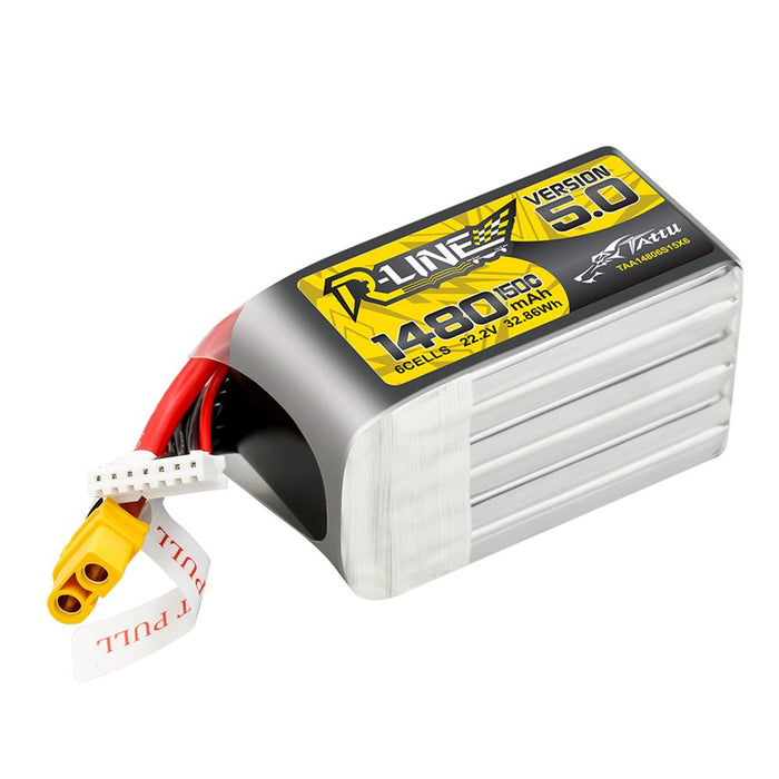 Tattu R-Line Version 5.0 1480mAh 6S 22.2V 150C Lipo Battery Pack - XT60