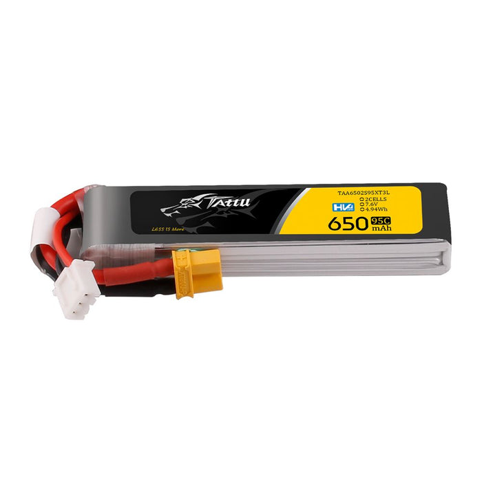 Tattu R-line 650mAh 2S 7.6V HV 95C Lipo Battery Long Pack - XT30