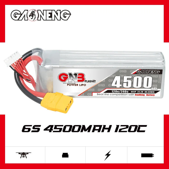 Gaoneng GNB 4500mAh 22.2V 6S 120C Long Range/Cinelifter Lipo Battery - XT90
