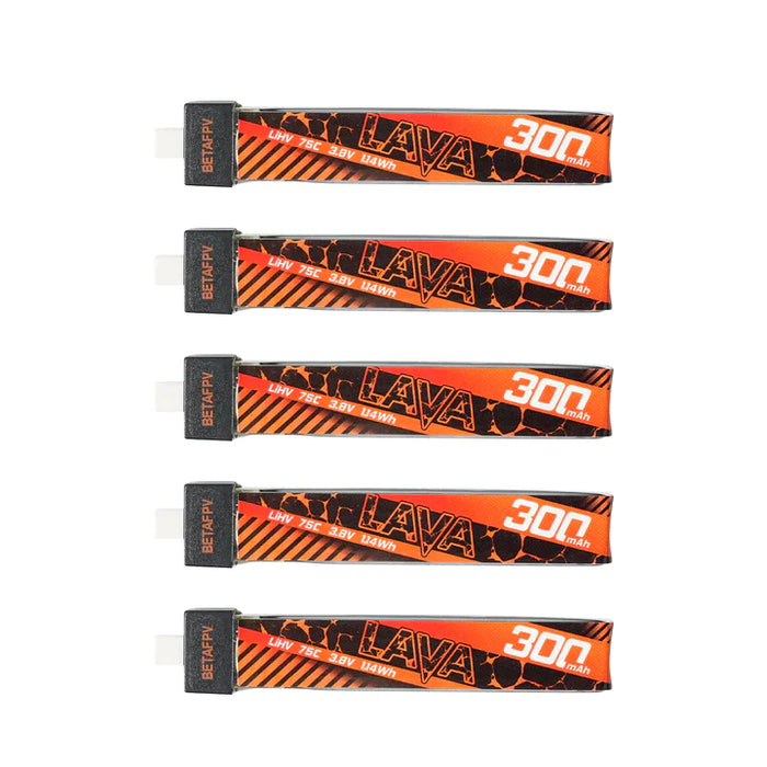 BETAFPV LAVA 1S 300mAh 75C BT2.0 Battery (5PCS)