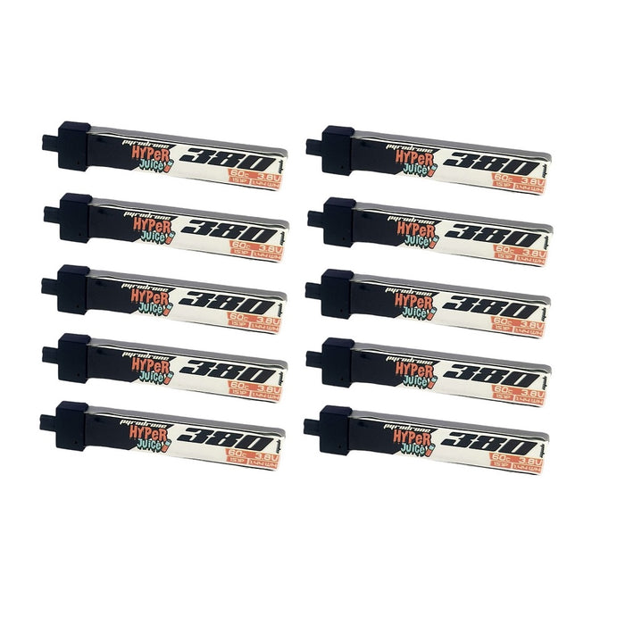 10 Pack Pyrodrone Hyperjuice 380mAh 3.8V 1S 60C HV - A30 Plastic Head