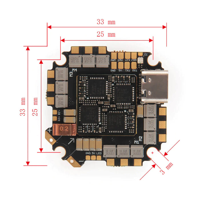 Holybro Kakute AIO G473 Flight Controller and Built-In 35A F4 AM32 2-6S 4in1 ESC - 25x25mm