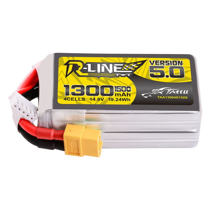 Tattu R-Line Version 5.0 1300mAh 4S 14.8V 150C Lipo Battery Pack - XT60