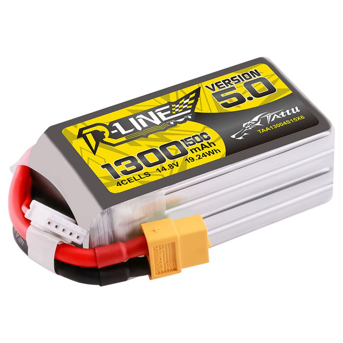 Tattu R-Line Version 5.0 1300mAh 4S 14.8V 150C Lipo Battery Pack - XT60