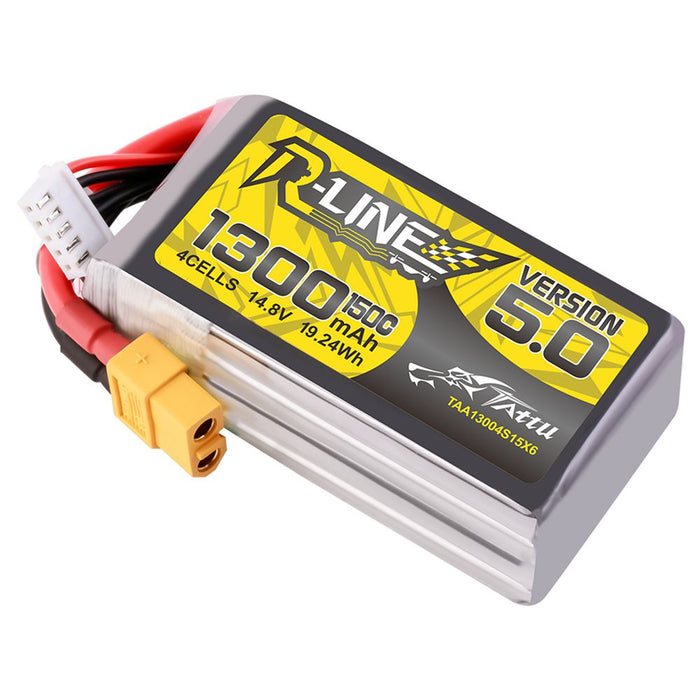 Tattu R-Line Version 5.0 1300mAh 4S 14.8V 150C Lipo Battery Pack - XT60