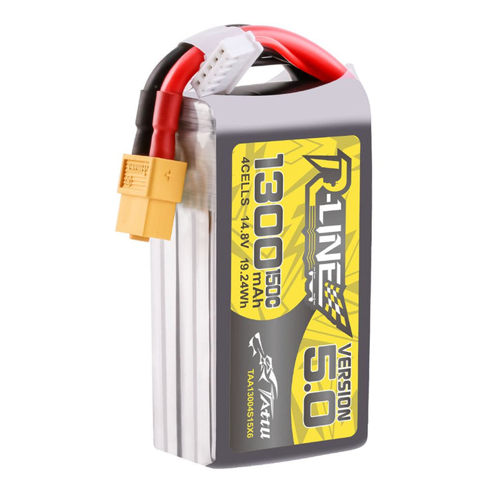 Tattu R-Line Version 5.0 1300mAh 4S 14.8V 150C Lipo Battery Pack - XT60