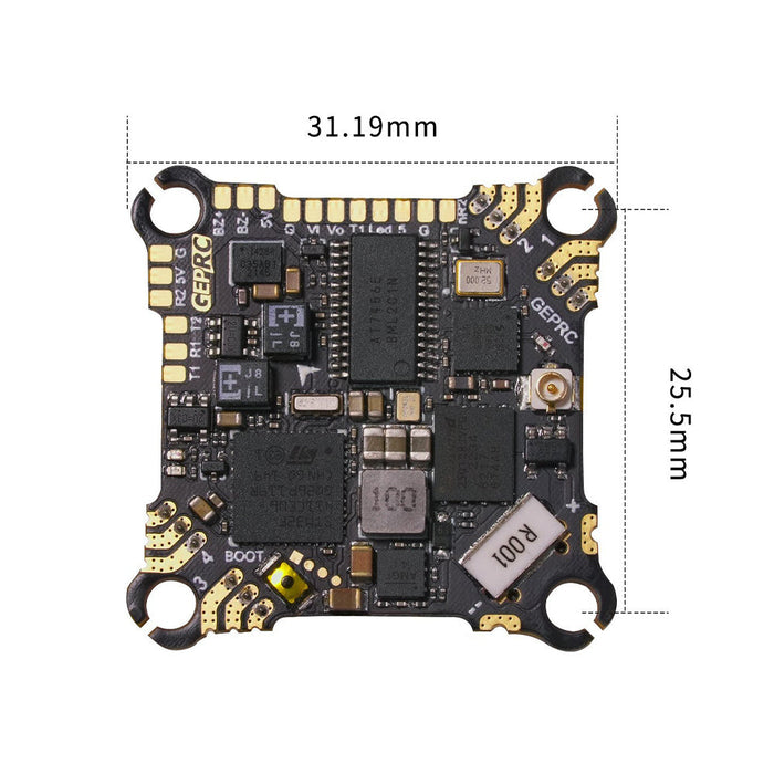 GEPRC TAKER F411 AIO Flight Controller Built-in ELRS 2.4G Receiver and 2-4S 12A Bluejay ESC - 25x25mm