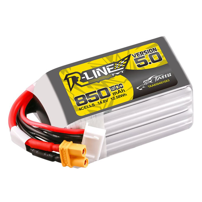 Tattu R-Line Version 5.0 850mAh 4S 14.8V 150C Lipo Battery Pack - XT30