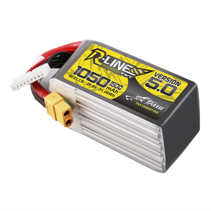 Tattu R-Line Version 5.0 1050mAh 8S 29.6V 150C Lipo Battery Pack - XT60