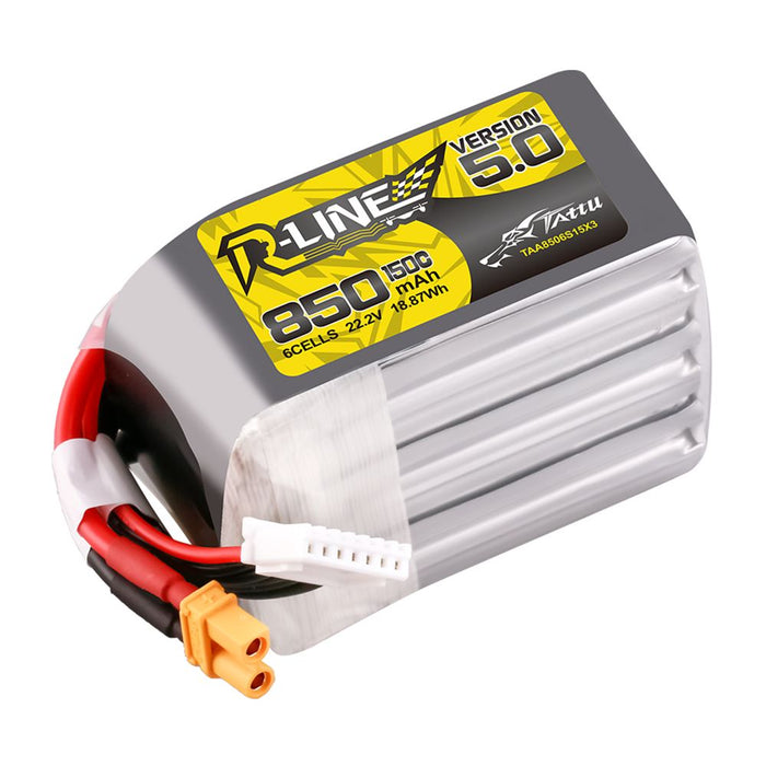 Tattu R-Line Version 5.0 850mAh 6S 22.2V 150C Lipo Battery Pack - XT30