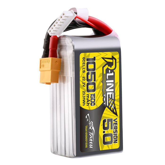 Tattu R-Line Version 5.0 1050mAh 6S 22.2V 150C Lipo Battery Pack - XT60