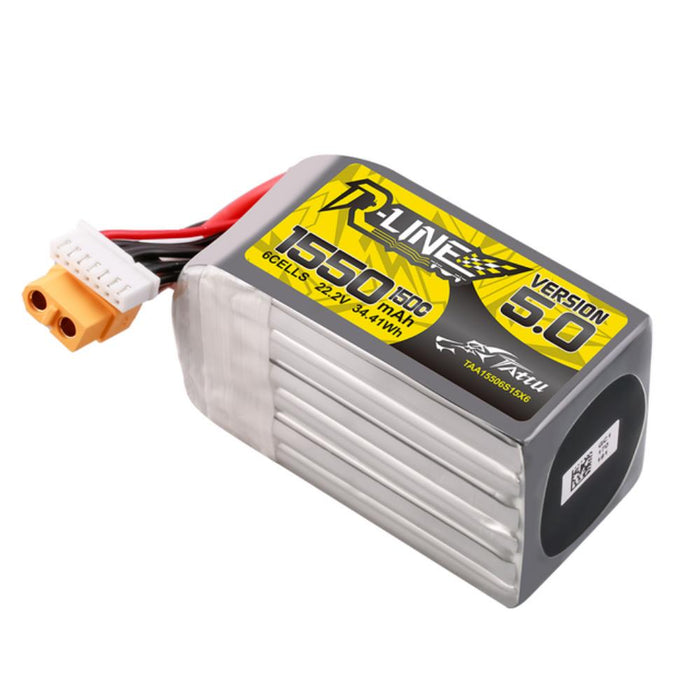 Tattu R-line Version 5.0 1550mah 6S 150C 22.2V Lipo Battery - XT60