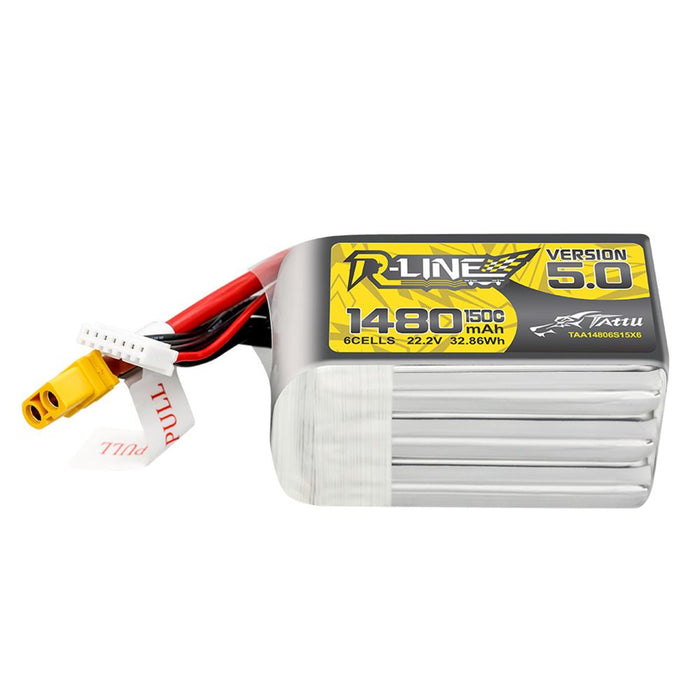 Tattu R-Line Version 5.0 1480mAh 6S 22.2V 150C Lipo Battery Pack - XT60