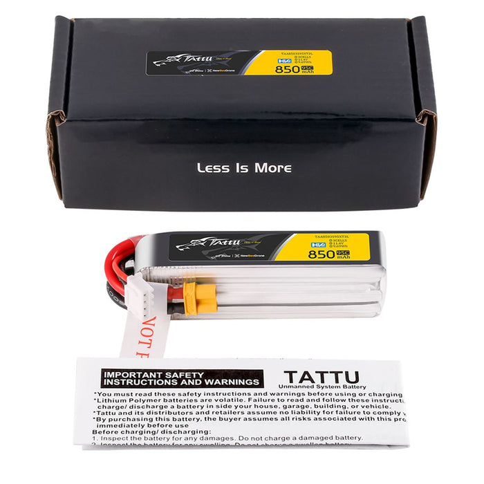 Tattu R-line 850mAh 3S 11.4V HV 95C Lipo Battery Long Pack - XT30