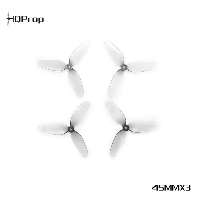 HQ Micro Whoop Prop 45MMx3 PC 1.5mm Shaft (2CW+2CCW) - Grey