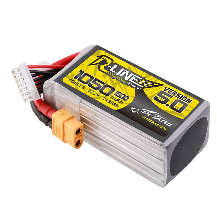 Tattu R-Line Version 5.0 1050mAh 6S 22.2V 150C Lipo Battery Pack - XT60