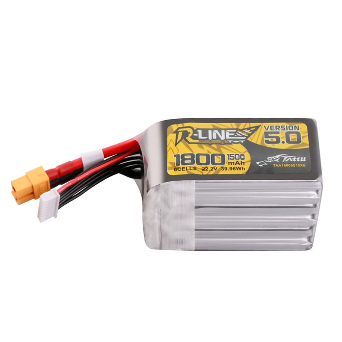 Tattu R-Line Version 5.0 1800mAh 6S 22.2V 150C Lipo Battery Pack - XT60