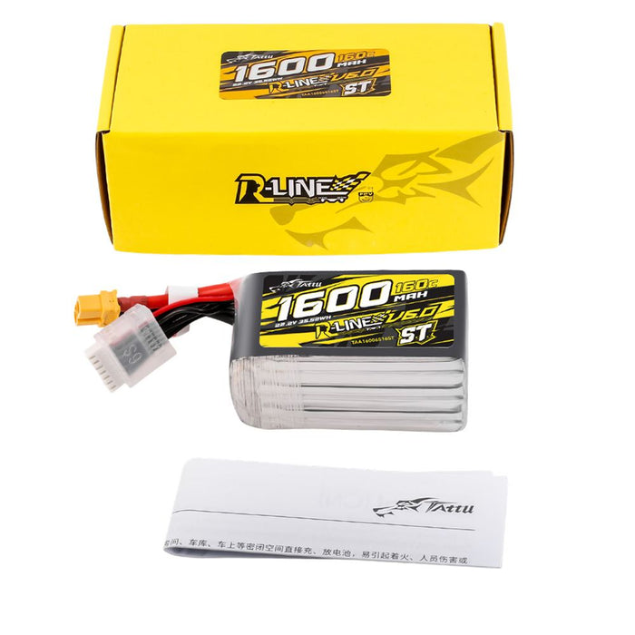Tattu R-Line Version 6.0 1600mAh 6S 22.2V 160C ST Lipo Battery Pack - XT60