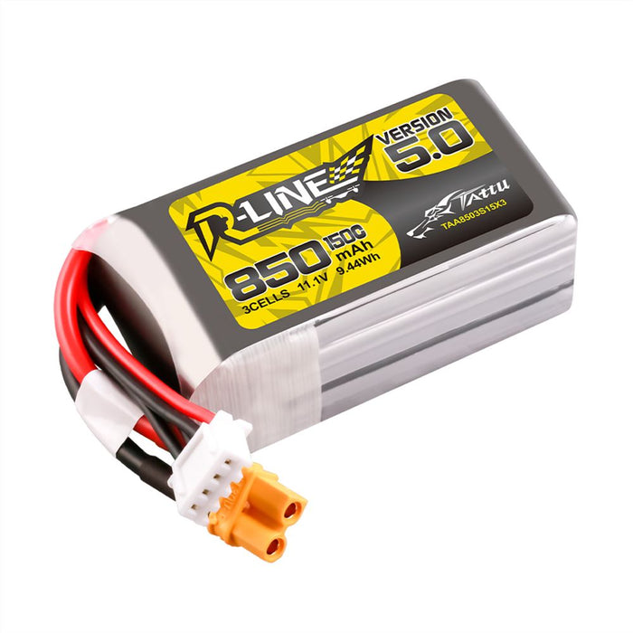 Tattu R-Line Version 5.0 850mAh 3S 11.1V 150C Lipo Battery Pack - XT30