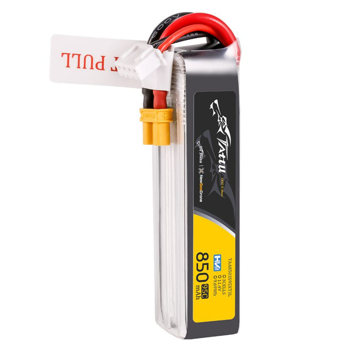 Tattu R-line 850mAh 3S 11.4V HV 95C Lipo Battery Long Pack - XT30