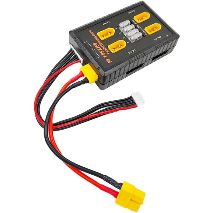 P4 1-6S XT60 Plug Parallel Charging Board Support 20A Input and 4 Output Channels with Fuse Protection