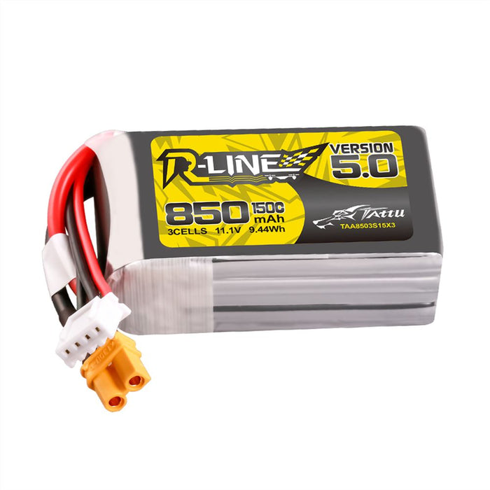 Tattu R-Line Version 5.0 850mAh 3S 11.1V 150C Lipo Battery Pack - XT30