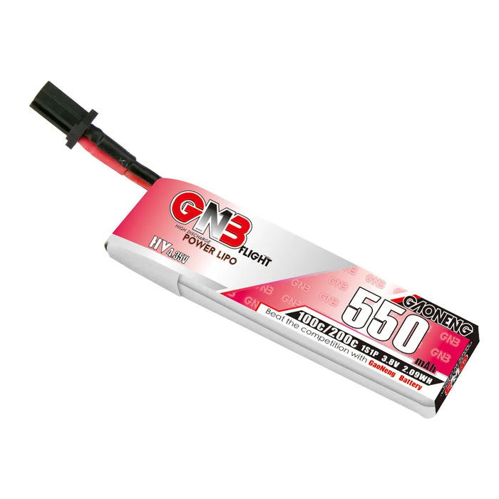 Gaoneng GNB 1S 550MAH 100C 3.8V HV Li-Po Battery for Whoop Micro - GNB27 Cabled