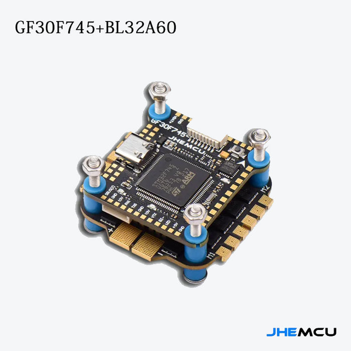 JHEMCU GF30F745-MPU Flight Controller with BL32 60A 3-6S 4in1 ESC Stack - 30x30mm