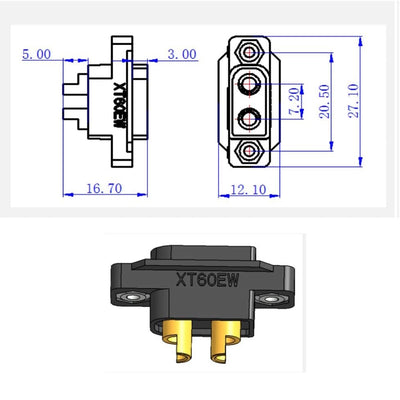Amass XT60E-M Mountable XT60 Male Plug W/Mounting Screws (10 Pcs.) – Choose Color