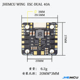 JHEMCU Brushless Wing Dual 40A 2in1 ESC - 20x20mm