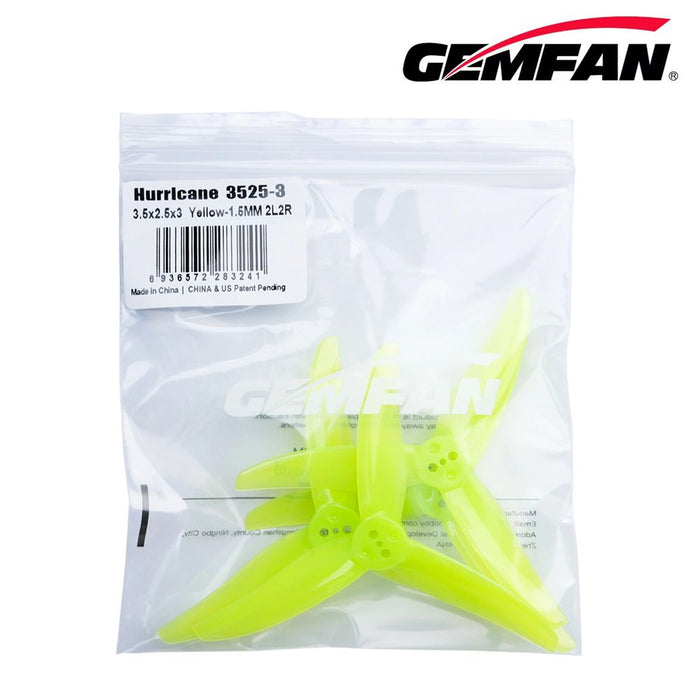 Gemfan Hurricane 3525 Durable Tri-Blade 3.5" Propeller (2CW+2CCW) - Choose Your Color