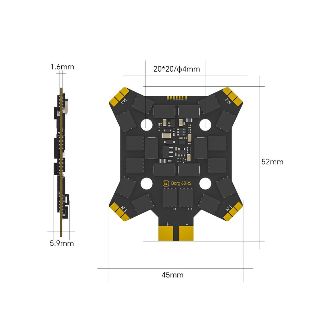iFlight Borg 5S RX Stack 3-8S 60A ESC - 20x20mm — Pyrodrone