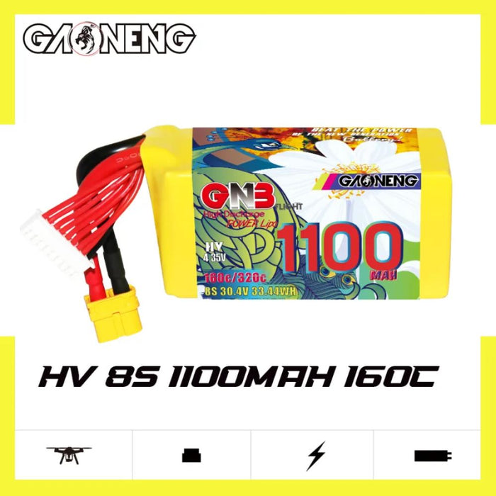 Gaoneng GNB 8S 30.4V 1100mAh 160C HV Lipo Battery - XT60