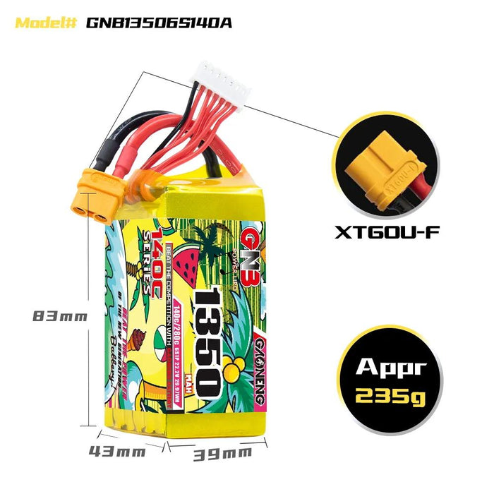 Gaoneng GNB 1350mAh 22.2v 6S 140C Lipo Battery - XT60