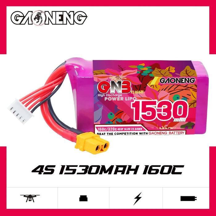 Gaoneng GNB 1530mAh 14.8V 4S 160C Lipo Battery - XT60